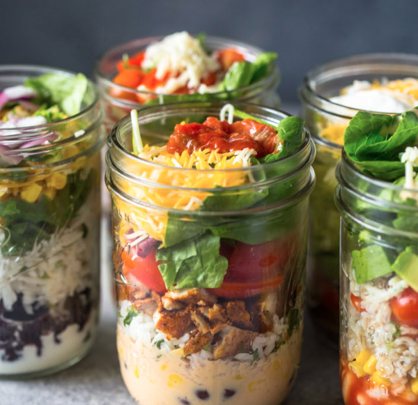 Mason Jar Burrito Bowls